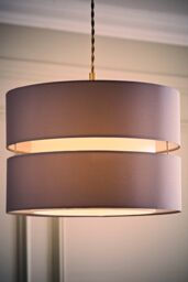 ValueLights Sophia Tier Large 35cm Drum Easy Fit Ceiling Pendant Light Lamp Shade in Grey - Size: 14 inches - thumbnail 2