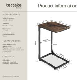 tectake Bedside Table Erie - Industrial Style, 40 X 30 X 63 Cm in Dark Brown - thumbnail 6