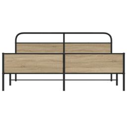 Berkfield Home Metal Bed Frame without Mattress Smoked Oak 200x200 cm in Brown - thumbnail 5