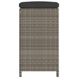 Berkfield Home Garden Bar Stools with Cushions 2 pcs Grey Poly Rattan - thumbnail 5