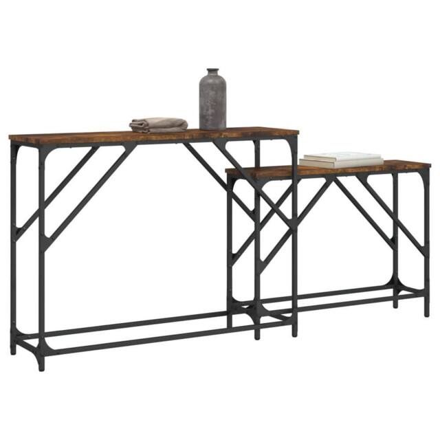 Berkfield Home Nesting Console Tables 2 pcs Smoked Oak Engineered Wood in Brown - image 1