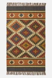 Homescapes Lucea Orange & Blue Kilim Wool Rug - Size: 240 cm x 300 cm - thumbnail 3
