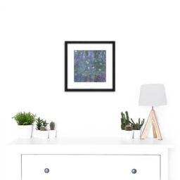 Artery8 Claude Monet Blue Water Lilies Painting 8X8 Inch Square Wooden Framed Wall Art Print Picture with Mount in Black - thumbnail 2