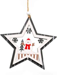 Shatchi Christmas Tree Ornaments Wooden Aesthetic Hanging Decorations Assorted Grey Shapes 3Pcs - thumbnail 4