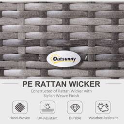 OUTSUNNY Garden Rattan Furniture 4 Seaters Half-round Patio Outdoor Sofa & Table - Grey - thumbnail 4