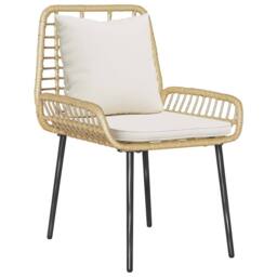 Berkfield Home Garden Dining Set 3 pcs Brown & Cream Poly Rattan - thumbnail 4