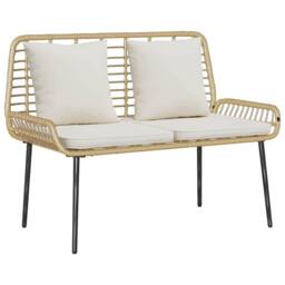 Berkfield Home Garden Dining Set 3 pcs Brown & Cream Poly Rattan - thumbnail 5