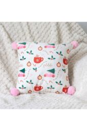 KDMD Square Sugarplum Fun Christmas Print Cushion in White - thumbnail 4