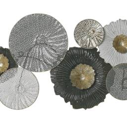 Wyld and Coco Circles 3D Metal Wall Art Black Silver Gold White W64 x D5 x H38cm - thumbnail 2