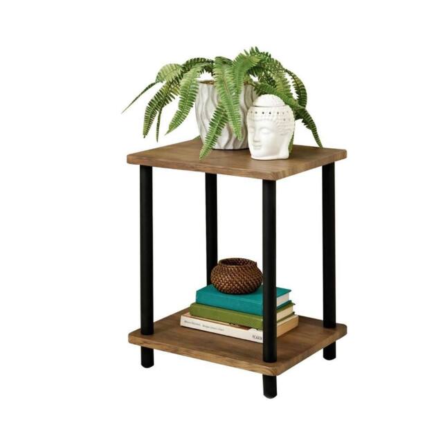 FLAVORA Walnut 2 Tier Side Table Bedside Coffee Table - Size: 0.6m2 - image 1