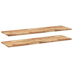 Berkfield Home Floating Shelves 2 pcs 140x40x2 cm Oil Finished Solid Wood Acacia in Brown - Size: 140 x 40 x 2 cm - thumbnail 2