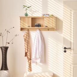 Nordlys Wooden Wall Coat Rack with 2 Doors in Brown - thumbnail 8