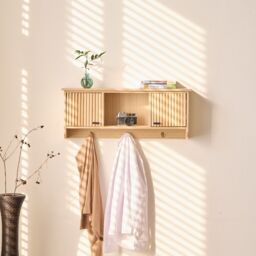 Nordlys Wooden Wall Coat Rack with 2 Doors in Brown - thumbnail 4