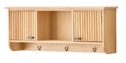 Nordlys Wooden Wall Coat Rack with 2 Doors in Brown - thumbnail 1