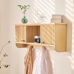 Nordlys Wooden Wall Coat Rack with 2 Doors in Brown - thumbnail 9