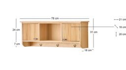 Nordlys Wooden Wall Coat Rack with 2 Doors in Brown - thumbnail 5