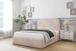 "Sloomy Belvoir Naples Frame-Mattress - 45"" Upholstered Headboard in Light Sand - Size: Double" - thumbnail 2