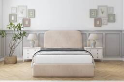 "Sloomy Belvoir Naples Frame-Mattress - 45"" Upholstered Headboard in Light Sand - Size: Double" - thumbnail 1