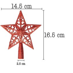 Shatchi Christmas Glitter Star Tree Topper - Sparkling Star Decoration for Xmas Tree - Elegant Christmas Home Décor in Red - thumbnail 2