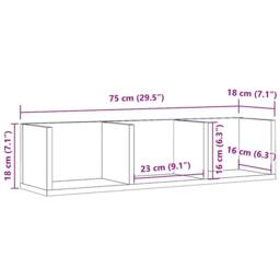 Berkfield Home Decorative CD Wall Shelf Old Wood 75x18x18 cm Engineered Wood in Brown - Size: 75 x 18 x 18 cm - thumbnail 9