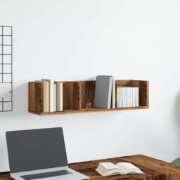 Berkfield Home Decorative CD Wall Shelf Old Wood 75x18x18 cm Engineered Wood in Brown - Size: 75 x 18 x 18 cm - thumbnail 1