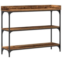 Berkfield Home Console Table Old Wood 100x30x80 cm Engineered Wood & Steel in Brown - Size: 100 x 30 x 80 cm - thumbnail 2