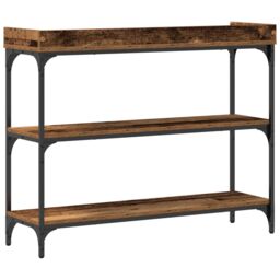 Berkfield Home Console Table Old Wood 100x30x80 cm Engineered Wood & Steel in Brown - Size: 100 x 30 x 80 cm - thumbnail 7