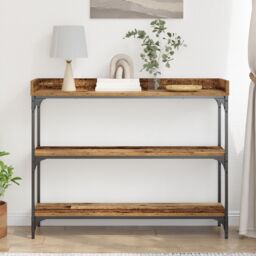Berkfield Home Console Table Old Wood 100x30x80 cm Engineered Wood & Steel in Brown - Size: 100 x 30 x 80 cm - thumbnail 4