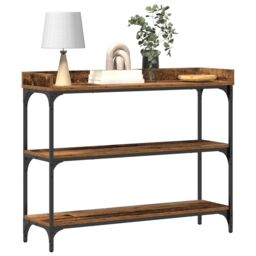Berkfield Home Console Table Old Wood 100x30x80 cm Engineered Wood & Steel in Brown - Size: 100 x 30 x 80 cm - thumbnail 3