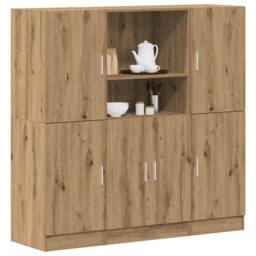 Berkfield Home 3 Piece Kitchen Cabinet Set Artisian Oak Engineered Wood in Brown - thumbnail 2