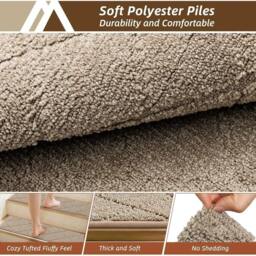 VOGREX Beige Non-Slip Stair Treads 70x22CM Carpet Mats Safe Comfort - Size: 70x22 cm - thumbnail 2