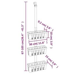 Berkfield Home Shower Hanger Shelf 30x15x(67-105) cm Aluminium in Silver - thumbnail 7