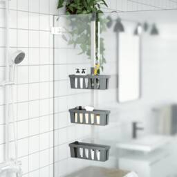 Berkfield Home Shower Hanger Shelf 30x15x(67-105) cm Aluminium in Silver - thumbnail 2