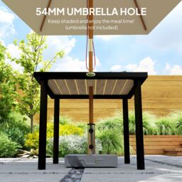 OUTSUNNY Garden Table for 4 Person with Parasol Hole, Brown - thumbnail 5