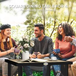 OUTSUNNY Garden Table for 4 Person with Parasol Hole, Brown - thumbnail 4