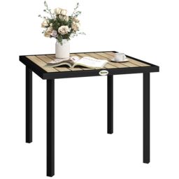 OUTSUNNY Garden Table for 4 Person with Parasol Hole, Brown - thumbnail 2