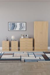 Home Discount Vida Designs Riano 4Pc Bedroom Set 3 Drawer Bedside, 4 Drawer Chest in Brown - thumbnail 4