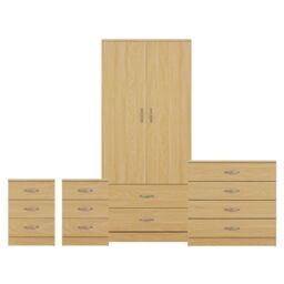 Home Discount Vida Designs Riano 4Pc Bedroom Set 3 Drawer Bedside, 4 Drawer Chest in Brown - thumbnail 8