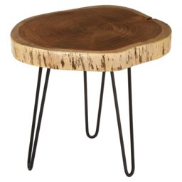 Orsina Sturdy Tripod Base Side Table For Dining Area, Stylish Lounge Table For Livingroom, Modern Metal Side Table in Brown - thumbnail 3