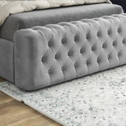 Casani Zennor Mirror Upholstered Grey Soft Velvet Designer Bed Frame - Size: Double - thumbnail 6