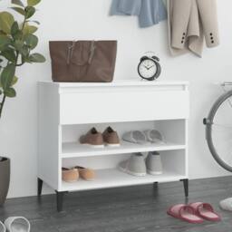 Berkfield Home Shoe Cabinet White 70x36x60 cm Engineered Wood - Size: 70 x 36 x 60 cm - thumbnail 2