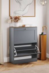 Home Discount Vida Designs 2 Drawer Shoe Cabinet Flip Down Shoe Storage Organizer in Grey - thumbnail 8
