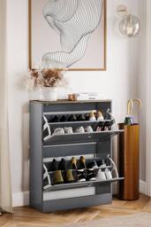 Home Discount Vida Designs 2 Drawer Shoe Cabinet Flip Down Shoe Storage Organizer in Grey - thumbnail 7