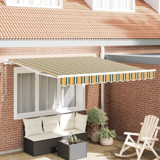 Berkfield Home Manual Retractable Awning Green & Yellow 300x250 cm