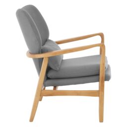 Orsina Mid-Century Beige Chair With Black Wooden Frame, Comfortable Lounge Chair, Winged Back Design Outdoor Chair in Grey - thumbnail 3