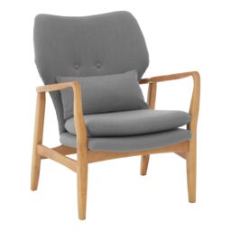 Orsina Mid-Century Beige Chair With Black Wooden Frame, Comfortable Lounge Chair, Winged Back Design Outdoor Chair in Grey - thumbnail 2