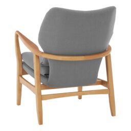 Orsina Mid-Century Beige Chair With Black Wooden Frame, Comfortable Lounge Chair, Winged Back Design Outdoor Chair in Grey - thumbnail 5