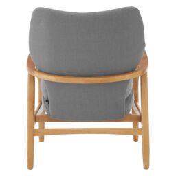 Orsina Mid-Century Beige Chair With Black Wooden Frame, Comfortable Lounge Chair, Winged Back Design Outdoor Chair in Grey - thumbnail 4