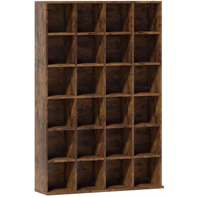 FLAVORA Rustic Brown Adjustable Shelf CD Storage Unit 89×130.5cm - Size: 0.6m2 - image 1