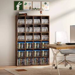 FLAVORA Rustic Brown Adjustable Shelf CD Storage Unit 89×130.5cm - Size: 0.6m2 - thumbnail 6